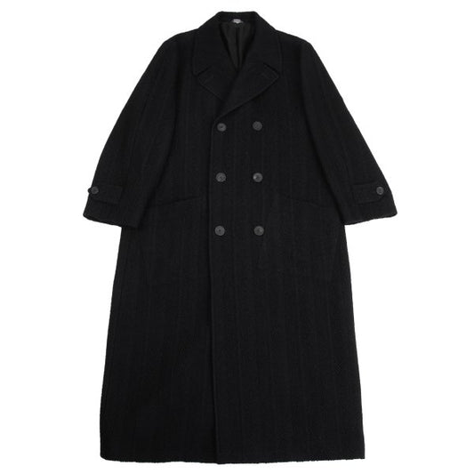 GIANNI VERSACE Herringbone Wool Blend Coat Black Size 52
