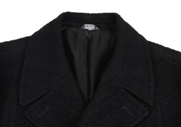 GIANNI VERSACE Herringbone Wool Blend Coat Black Size 52