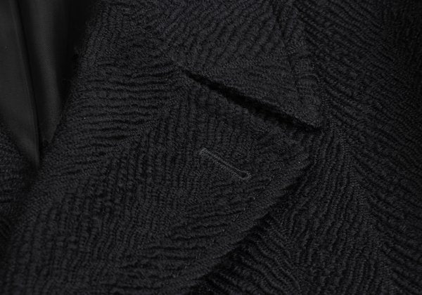 GIANNI VERSACE Herringbone Wool Blend Coat Black Size 52