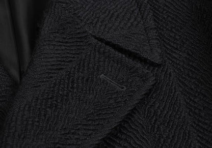 GIANNI VERSACE Herringbone Wool Blend Coat Black Size 52