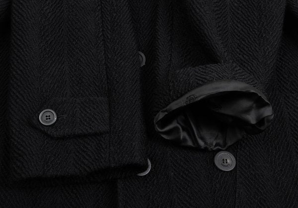 GIANNI VERSACE Herringbone Wool Blend Coat Black Size 52