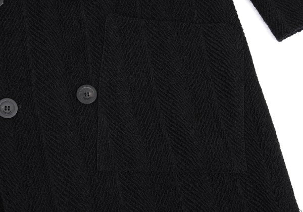 GIANNI VERSACE Herringbone Wool Blend Coat Black Size 52