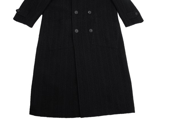 GIANNI VERSACE Herringbone Wool Blend Coat Black Size 52