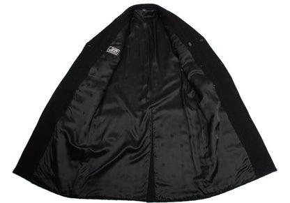 GIANNI VERSACE Herringbone Wool Blend Coat Black Size 52