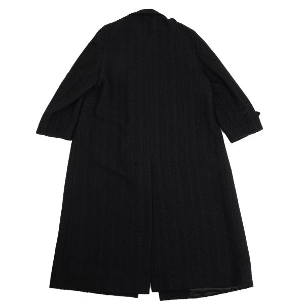 GIANNI VERSACE Herringbone Wool Blend Coat Black Size 52