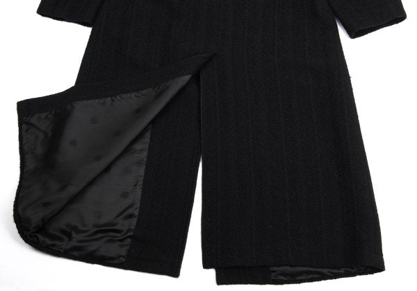 GIANNI VERSACE Herringbone Wool Blend Coat Black Size 52