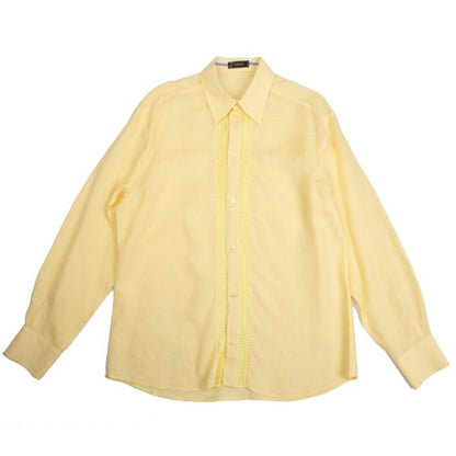 VERSACE Front Decorative Linen Shirt Yellow Size L