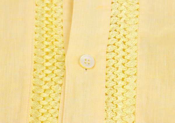 VERSACE Front Decorative Linen Shirt Yellow Size L
