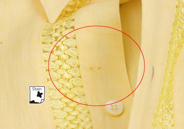VERSACE Front Decorative Linen Shirt Yellow Size L