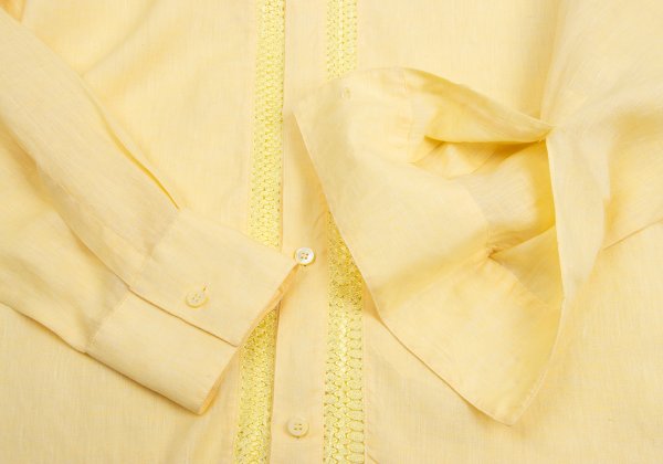 VERSACE Front Decorative Linen Shirt Yellow Size L