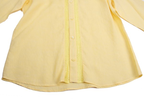 VERSACE Front Decorative Linen Shirt Yellow Size L