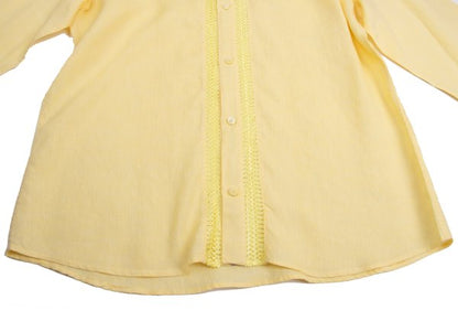 VERSACE Front Decorative Linen Shirt Yellow Size L
