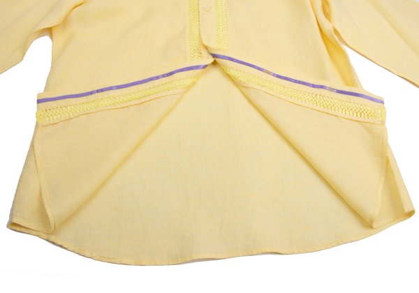VERSACE Front Decorative Linen Shirt Yellow Size L