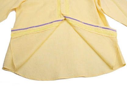 VERSACE Front Decorative Linen Shirt Yellow Size L