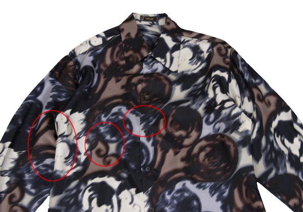 VERSACE Faded All-Over Print Silk Shirt Brown Size 54