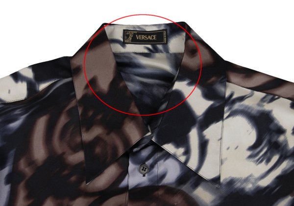 VERSACE Faded All-Over Print Silk Shirt Brown Size 54