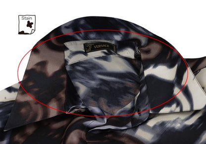 VERSACE Faded All-Over Print Silk Shirt Brown Size 54