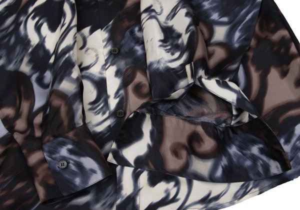 VERSACE Faded All-Over Print Silk Shirt Brown Size 54