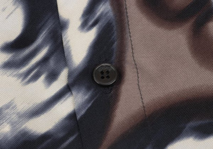 VERSACE Faded All-Over Print Silk Shirt Brown Size 54