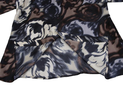 VERSACE Faded All-Over Print Silk Shirt Brown Size 54