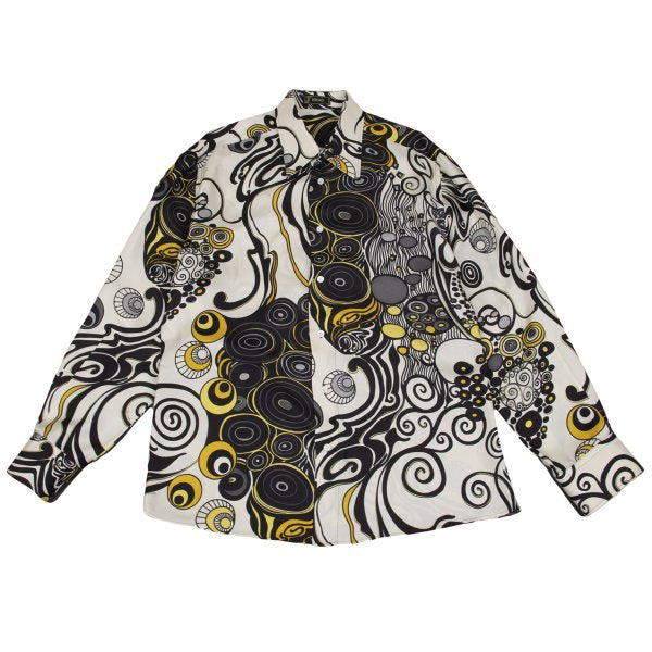 VERSACE Multi Circle Print Polyester Shirt White Size 56