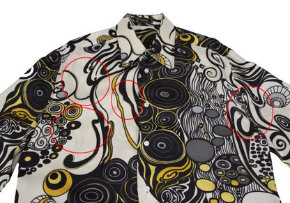 VERSACE Multi Circle Print Polyester Shirt White Size 56