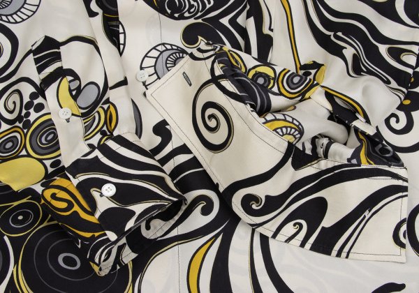 VERSACE Multi Circle Print Polyester Shirt White Size 56