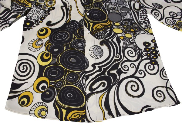 VERSACE Multi Circle Print Polyester Shirt White Size 56