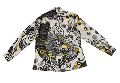 VERSACE Multi Circle Print Polyester Shirt White Size 56