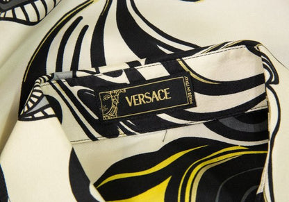 VERSACE Multi Circle Print Polyester Shirt White Size 56