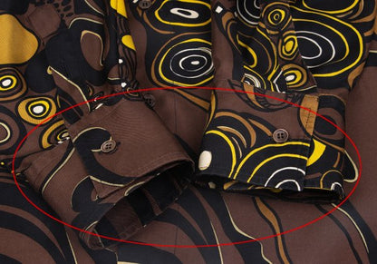 VERSACE Multi Circle Print Polyester Shirt Brown Size 56