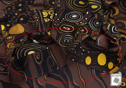VERSACE Multi Circle Print Polyester Shirt Brown Size 56