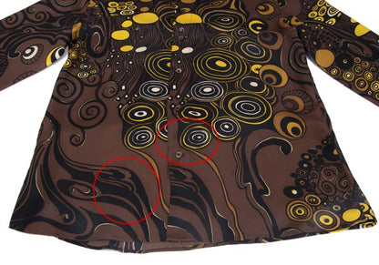 VERSACE Multi Circle Print Polyester Shirt Brown Size 56
