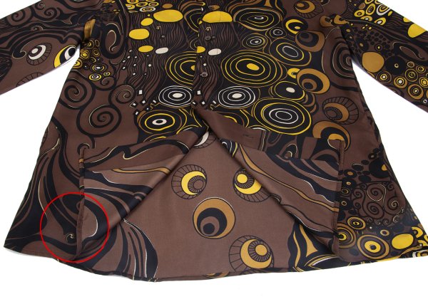 VERSACE Multi Circle Print Polyester Shirt Brown Size 56