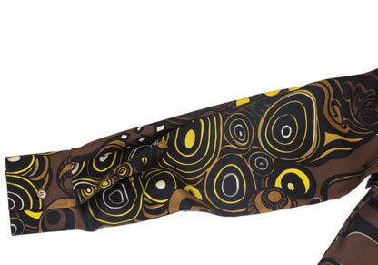 VERSACE Multi Circle Print Polyester Shirt Brown Size 56
