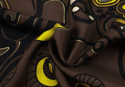 VERSACE Multi Circle Print Polyester Shirt Brown Size 56