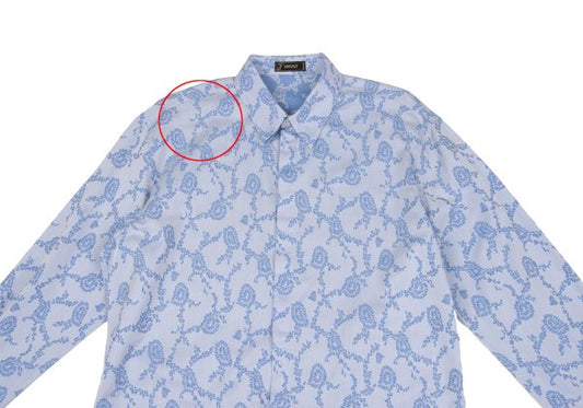 VERSACE Flower Jacquard Long Sleeve Shirt Blue Size 56