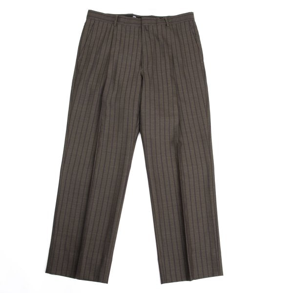 VERSACE Tuck Stripe Pants Brown Size L