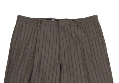 VERSACE Tuck Stripe Pants Brown Size L