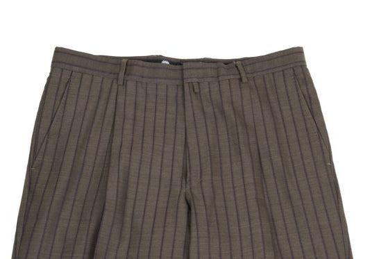 VERSACE Tuck Stripe Pants Brown Size L