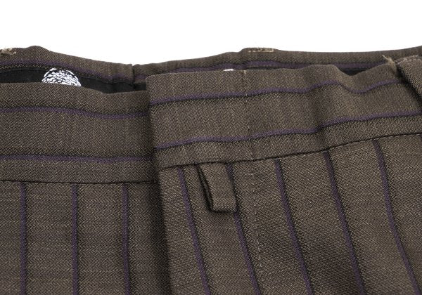 VERSACE Tuck Stripe Pants Brown Size L