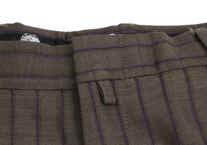 VERSACE Tuck Stripe Pants Brown Size L