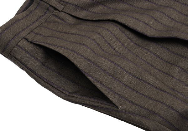 VERSACE Tuck Stripe Pants Brown Size L