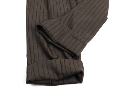 VERSACE Tuck Stripe Pants Brown Size L