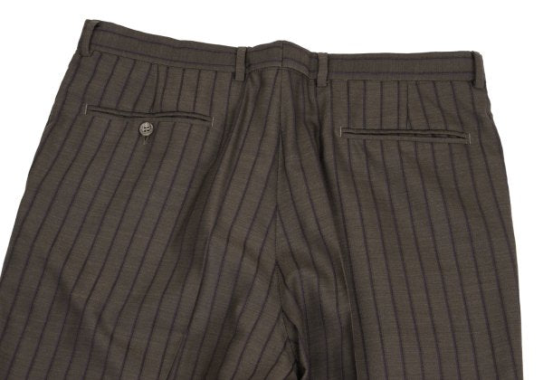 VERSACE Tuck Stripe Pants Brown Size L