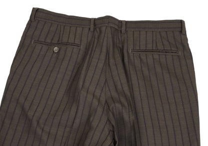 VERSACE Tuck Stripe Pants Brown Size L
