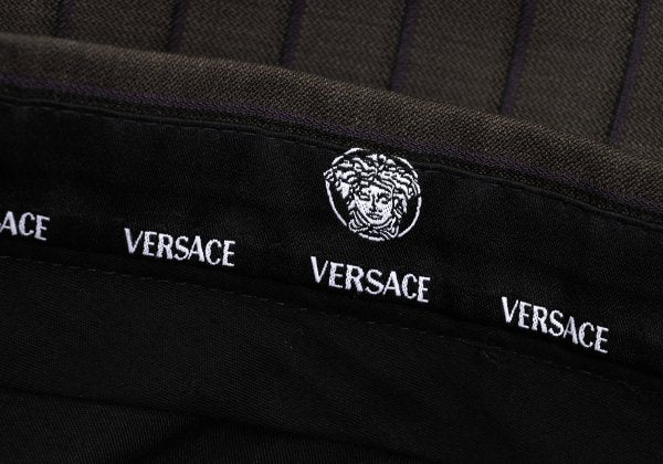 VERSACE Tuck Stripe Pants Brown Size L