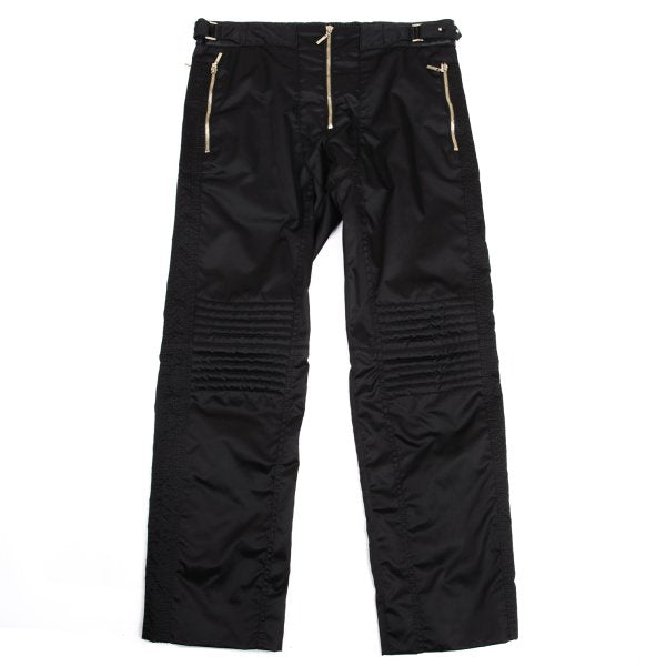 VERSACE Black Nylon & Leather Biker Pants Size L