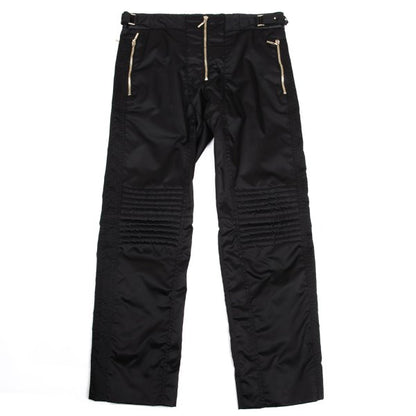 VERSACE Black Nylon & Leather Biker Pants Size L