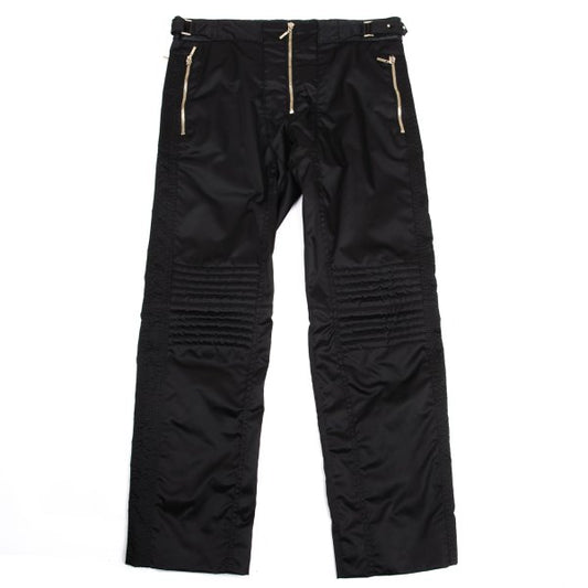 VERSACE Black Nylon & Leather Biker Pants Size L